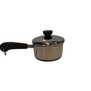 Vintage Revere Ware Stainless Steel 1qt. Saucepan With Lid & Black Handle